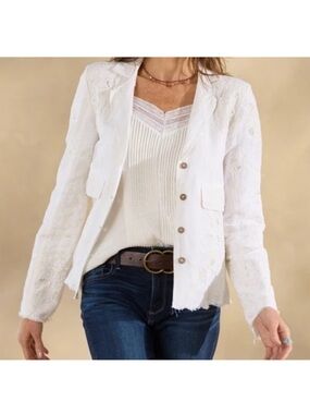 SUNDANCE LIVING CATALOG Womens TERESA Lace Jacket Coat White